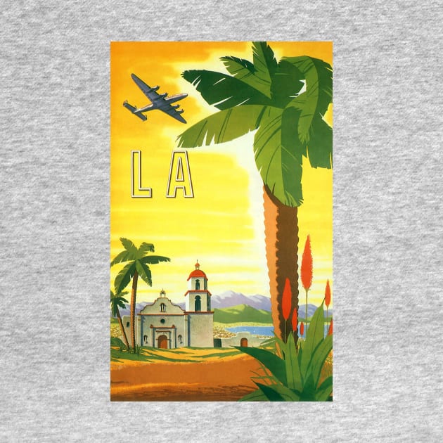 Vintage Travel Poster, a Mission in Los Angeles, California by MasterpieceCafe